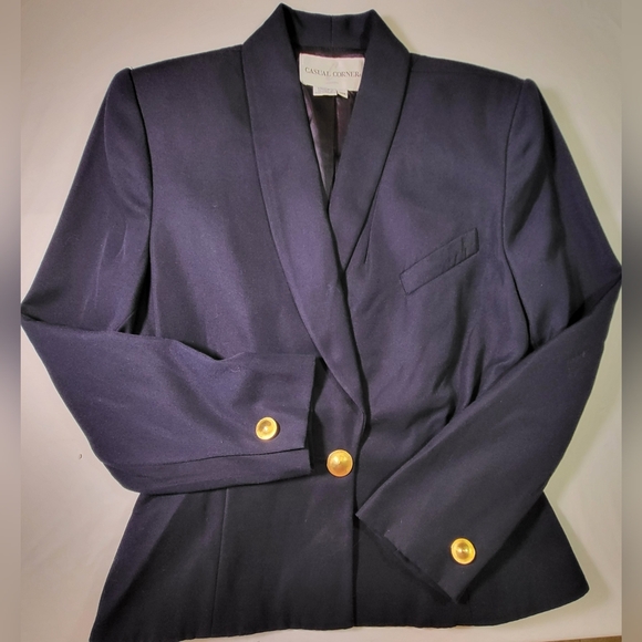 Vintage CASUAL CORNER Navy Blue 2 Piece Suit - Size 10 - Picture 4 of 7